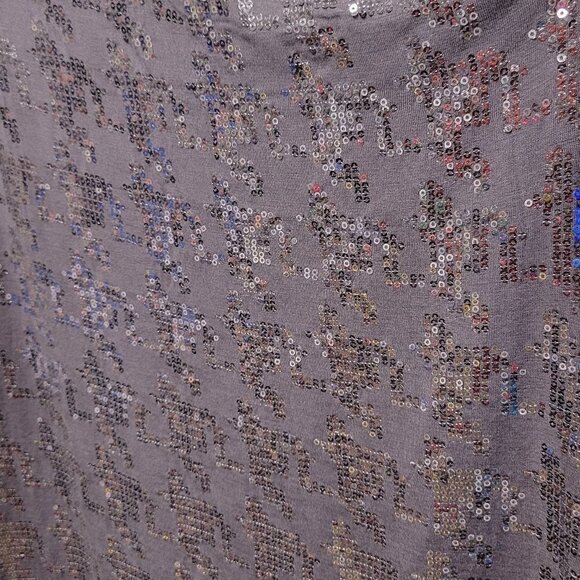 Grey One Shoulder Glitter Cotton  Top Size L - Picture 4 of 6